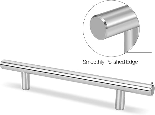 Miniatura 9 de Flexzion Paquete de 10 pomos para gabinetes de cocina, tiradores de barra en T, tiradores de cajón de 2 pulgadas de un solo agujero, acero