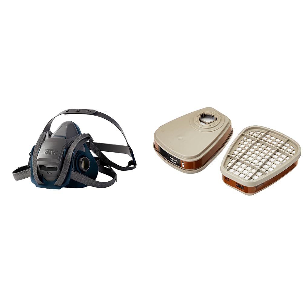 3M™Respiratore a semimaschera riutilizzabile 6502QL, taglia media, Certificato EN sicurezza & Filtro per Vapori Organici 6055, A2 per le Serie 6000 E 6500, 1PR/PK