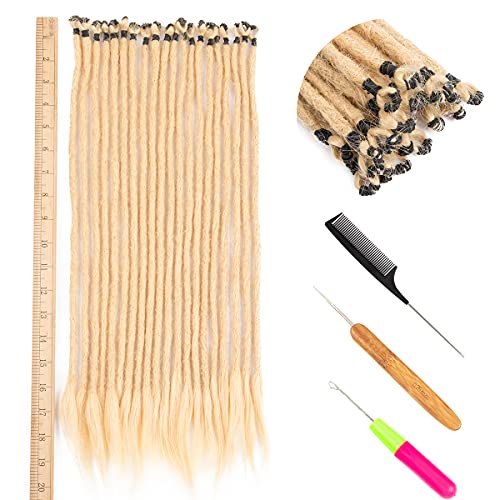 DAIXI 20 Strands 16-24 Inch 100% Read Human Hair Pre-Looped Crochet Dreadlock Extensions For Men Women Full Head HandMade Crochet Loc Extensions with Crochet Loop and Straight Ends Can be Dyed and Bleached and Curled (16 Inch 20 Strands, #613)
