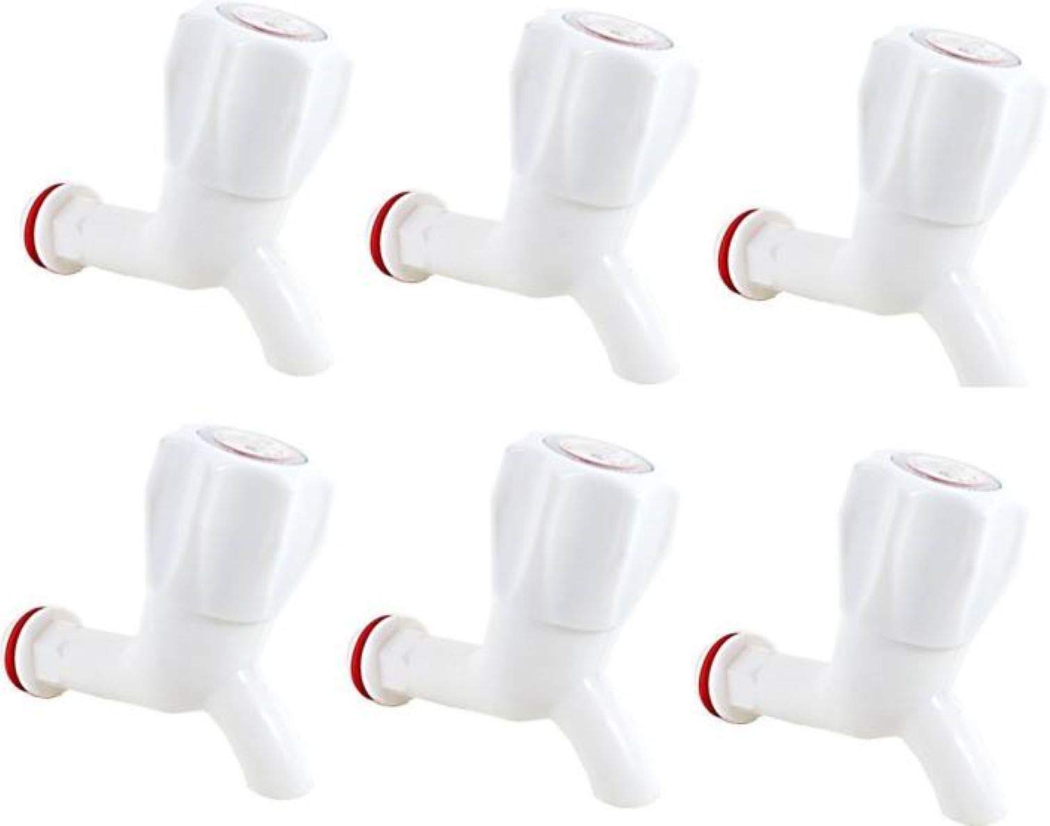 MASHKI ABS Plastic Bib Cock Bathroom Faucet Kitchen Water Tap Toilet Wall Mounted Bibcock (Set of 6), White, Polished (B085219WNP) Amazon Price History, Amazon Price Tracker