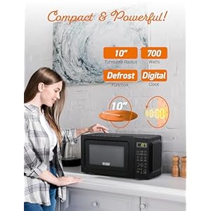 Commercial chef 07 cubic foot microwave with 10 power levels small microwave with pull handle 700w countertop microwave up to 99 minute timer and digital display black  urban country home decor