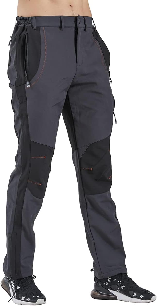 GASH HAO Men's Snow Ski Pants Waterproof Insulated Snowboard Pants Breathable Fleece Lined Zipper Bottom Ankle