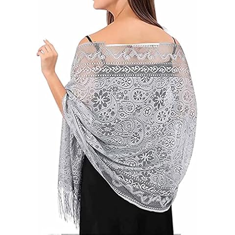 Atigy Chale Mujer Boda Metálica Estola gris Cover