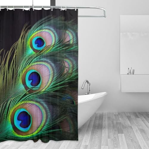 Rideaux de douche paon vert imperméables lavables 182.9x182.9 cm