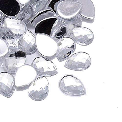 40 Perles Strass Cabochon Goutte Acrylique Transparent 10x14 Mm - Neuf Pour Créations