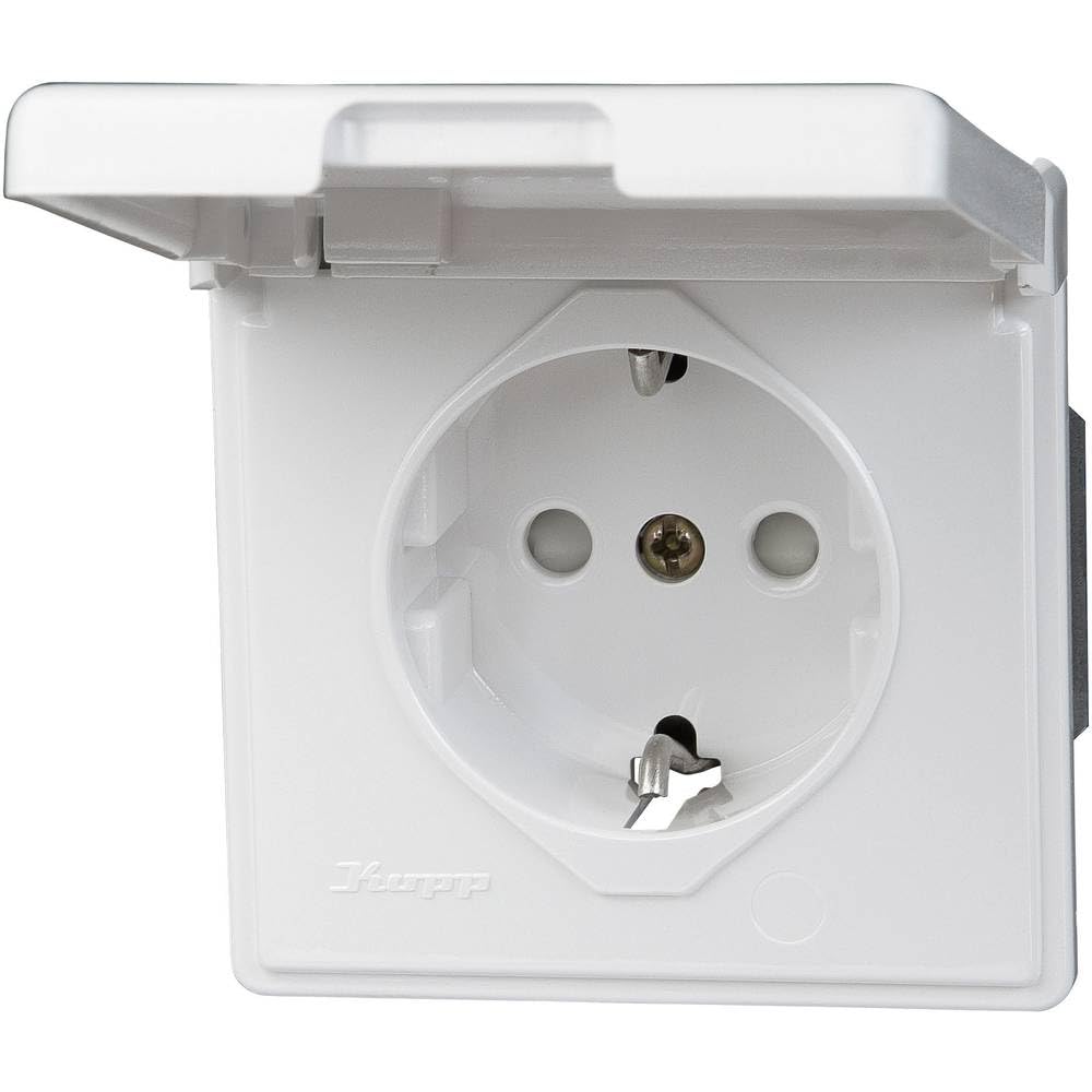Kopp Standard Flush-Mounted Wet Room Socket with Hinged Lid, UP FR, IP44, Arctic White, 119102080-image-33