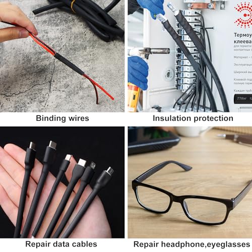 Lsnisni 3.54 Inches Heat Shrink Tubing Kit 100 Pcs, Ratio 4:1 Adhesive Lined, Dual Wall Tube - Marine Grade Waterproof, 5 Diameters, Heat-Shrink Tube, Heat Shrink Cable Sleeve - Black
