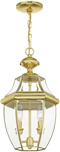 Miniatura 1 de Livex Lighting 2255-02 Monterey - Farol colgante de 2 luces, latón pulido