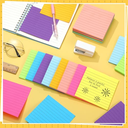 Image of Yexiya 64Pcs Lined Sticky Notes 4x4'' Self Stick Notepad Chic Color