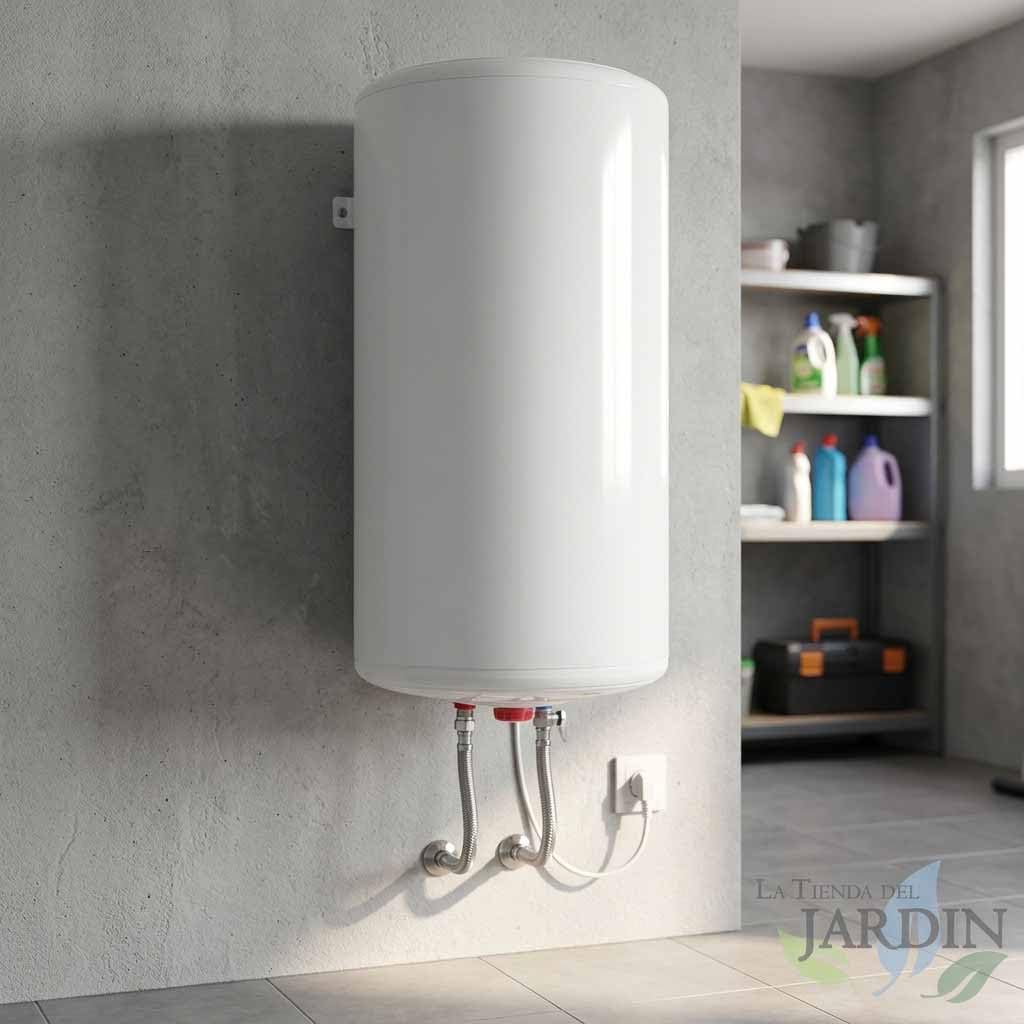 Suinga Termo Eléctrico | 50 Litros | Diseño Redondo Color Blanco | Calentador de Agua de Alta Eficiencia | Suministro de Agua Caliente para el Hogar | Compacto y Resistente