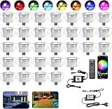 INDARUN WiFi Lampe au Sol Spot Encastrable RGBW étanche IP67 Ø45mm - éclairage pour terras...