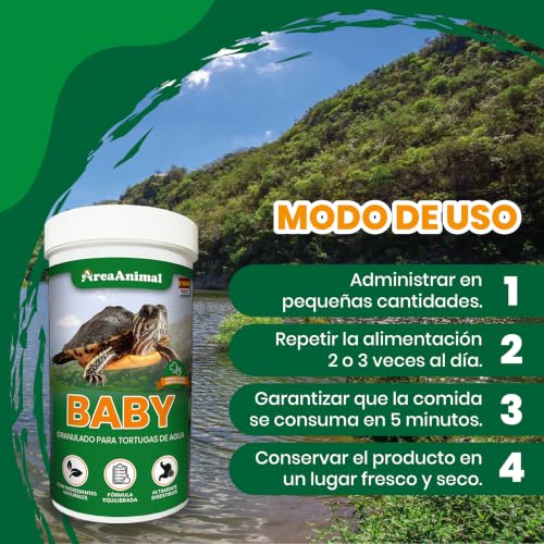 Miniatura 5 de Areaanimal - Comida Tortugas De Agua Bebé, Granulado Para Tortuga De Agua 100g 250ml, Alimento Tortugas Acuaticas Natural, Comida Tartaruga Con Igredientes Naturales