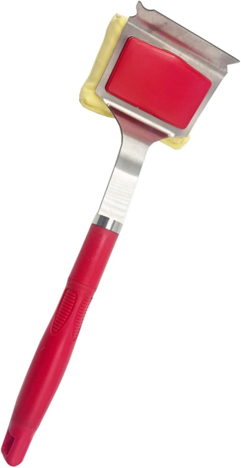 Bristle Free Grill Brush - Stainless Steel BBQ Cleaner with Detachable Long Handle - Safe Scraper for Gas, Charcoal & Porcelain Grates (BBQ Brush (Red))