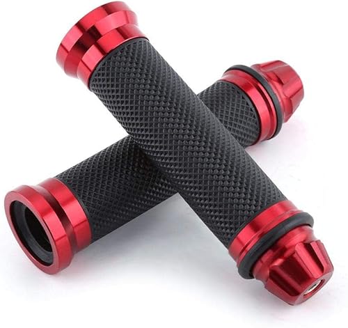 Agarres universales de motocicleta CNC de goma de aluminio para manillar de motocicleta para manillar de 78 pulgadas (rojo)
