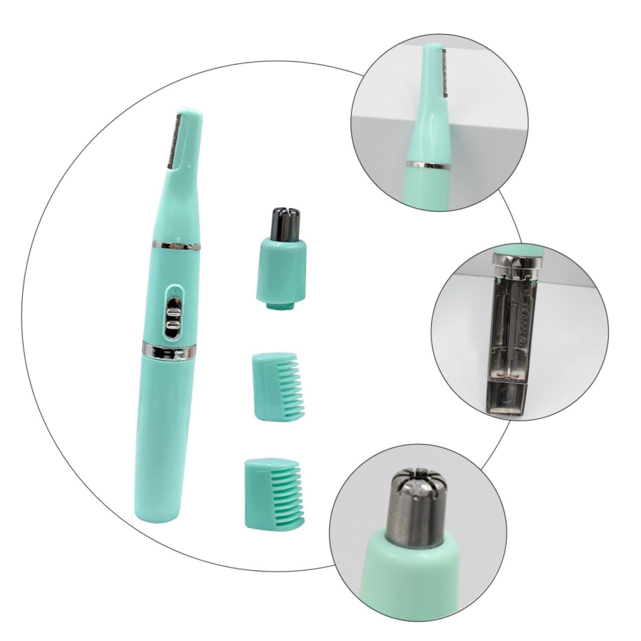 Healvian 2 Set Rasoio Elettrico per Sopracciglia e Trimmer Portatile Rimozione Dei Facciali Adatto per Donne e Facile Usare con Combinazione Pettine Sopracciglia