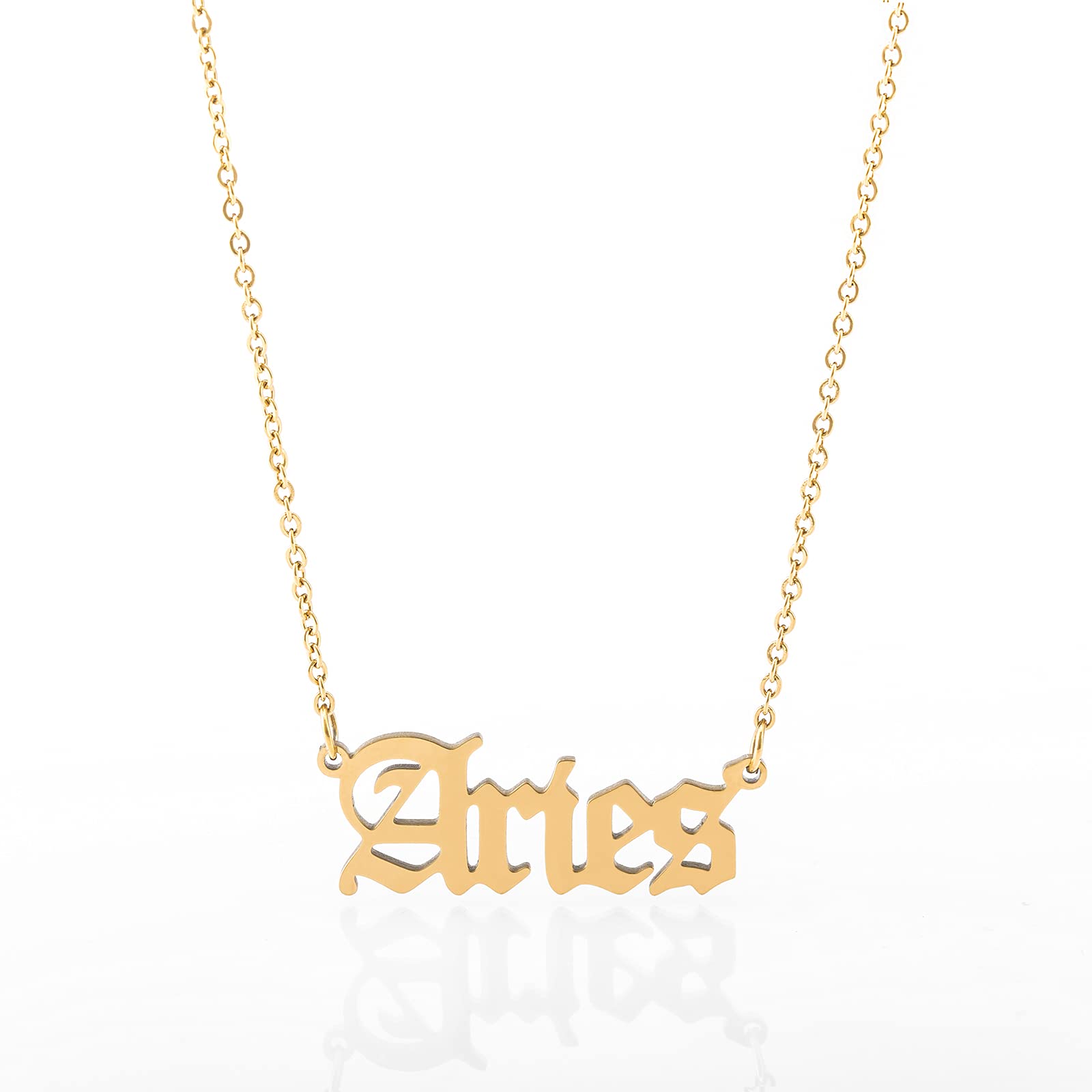 MinegreetOld English Zodiac Necklace for Women, Horoscope Birth Star Sign Letter Astrology Constellation Necklace Birthday Gift