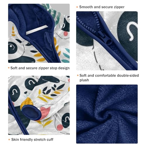 Boys Girls Fleece Jacket Cartoon Cute Panda with Flowers Kids Warm Hooded Outwear Coat3