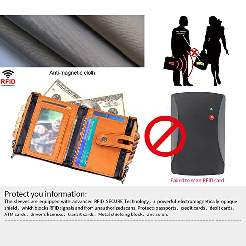 Image of boshiho Genuine Leather Bifold Chain Wallet for Men RFID Blocking