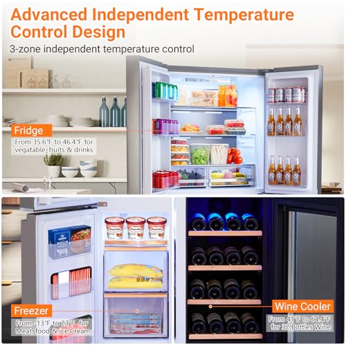 KOKEBREN 21 Cu.Ft 3-in-1 French Door Refrigerator