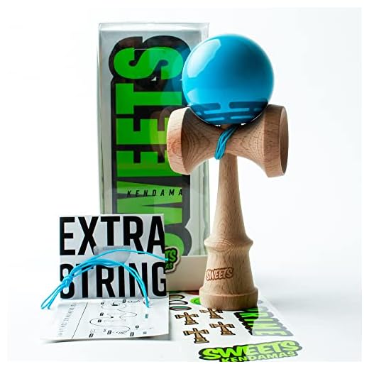 Sweets Kendamas Radar Prime Kendama - Sticky Paint, Perfect for Beginners, Extra String Accessory Gift Bundle (Blue)