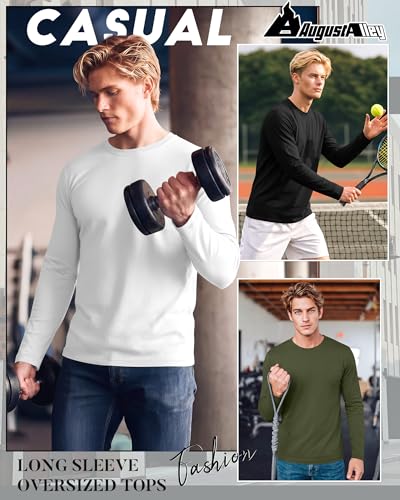Image of August Alley 4 Pack Men's Big and Tall Cotton Shirts L-7XL, Long Sleeve Oversized Tops Loose Casual Large T-Shirts Basic Tee