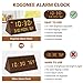 Kogonee Wooden Digital Alarm Clock, 0-100% Dimmer, 2 Alarm Settings, Weekday/Everyday Mode, 9 Mins Snooze, 12/24H, Temperature and Date Display for Office, Travel, Bedroom Alarm Clock (Brown)