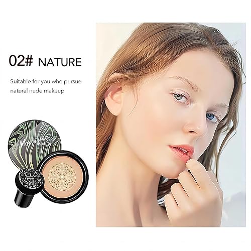 Mushroom Head Air Cushion CC Cream, Moisturizing Concealer Cream, BB Cream Foundation,Even Skin Tone Makeup Base BB Cream (Nautural) - Image 3