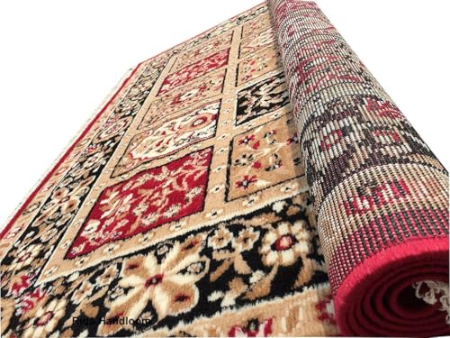 Image of Floral Design Acrylic Polyester Carpet for Living Room 12x15 Feet Color Red(360x450Cm), Large Rectangle