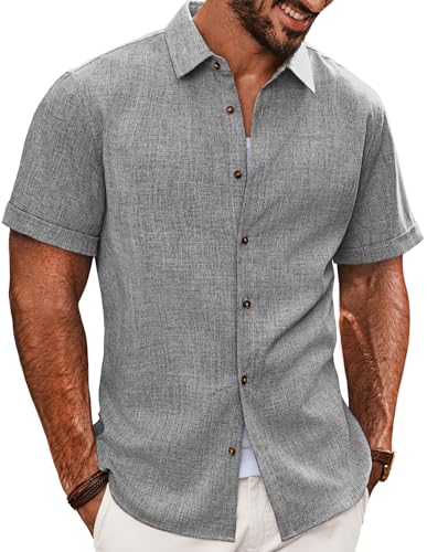 Chemise manches courtes homme gris S mode été vêtement décontracté