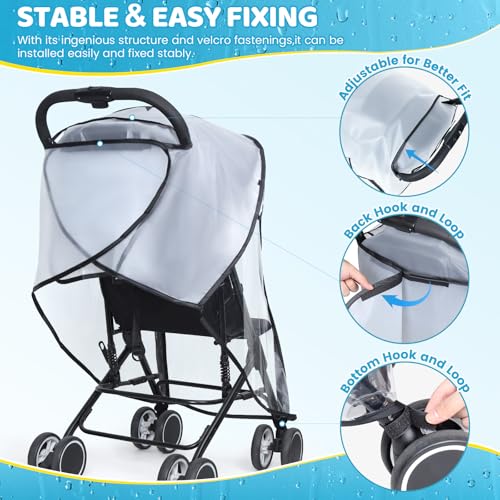 Image of Clear Stroller Rain Cover for Travel Strollers, Waterproof Recessed Zipper Design, Breathable Mesh Vents, Easy Access, Protects from Rain Wind Dust Snow