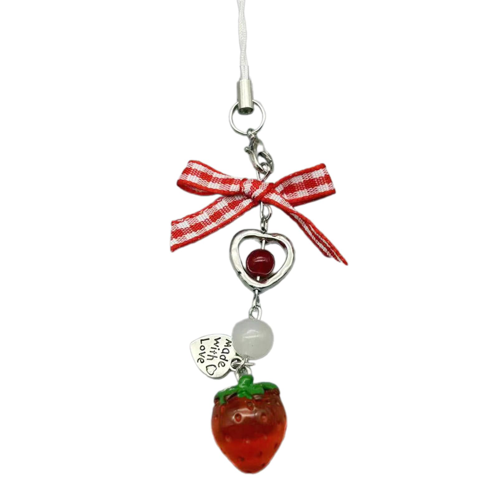NEWFT Strawberry Bag Pendant Bowknot Phone Charm Stylish Pendant Sweet