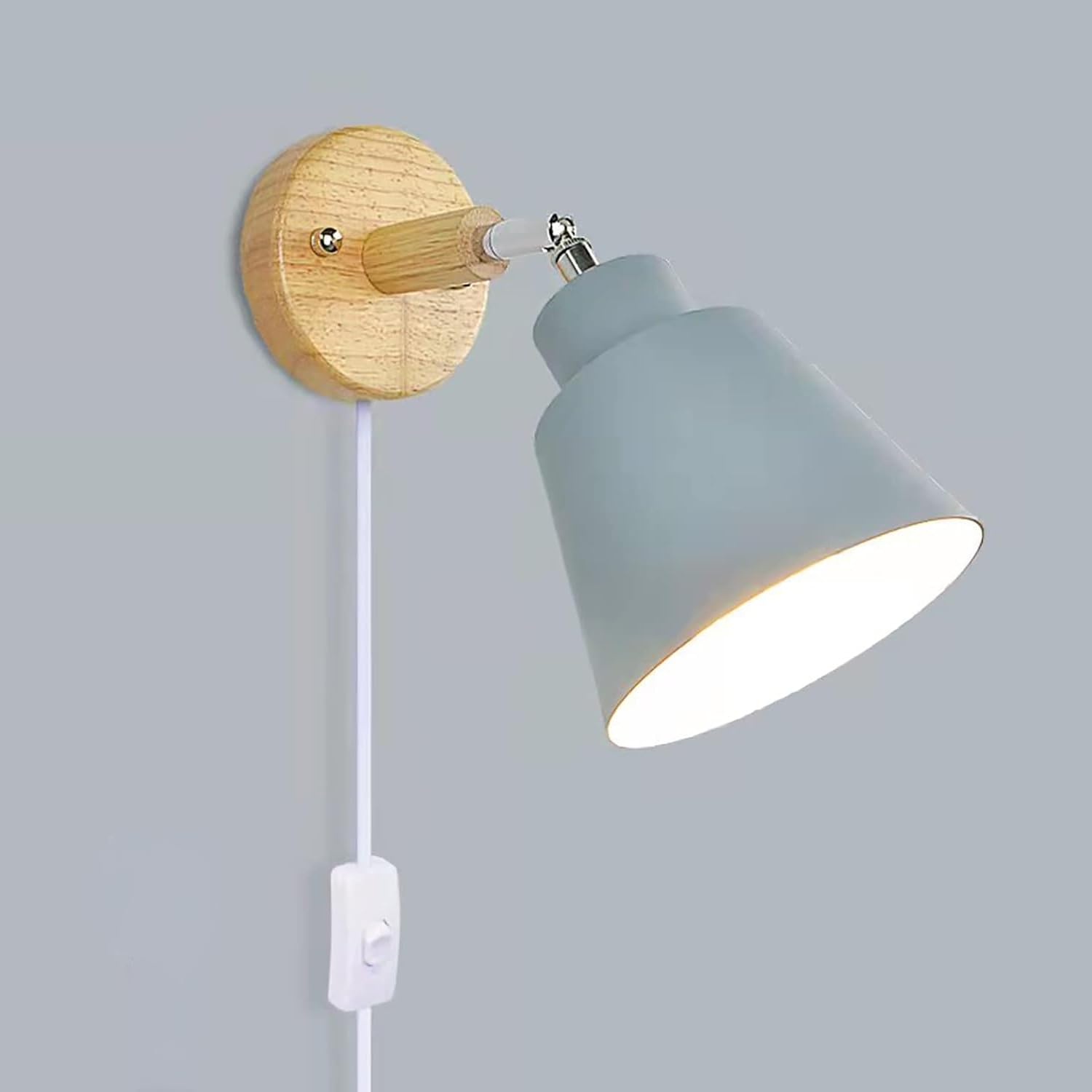 KBUUKYYXouy Small Wall Mounted Reading Lamp Nordic Modern Plug in Wall Light | Adjustable Indoor Sconce Wall Lighting | Wall Lights for Kid Room, Living Room, Bedroom, Bedside, Hallway, Hotel(Gray)
