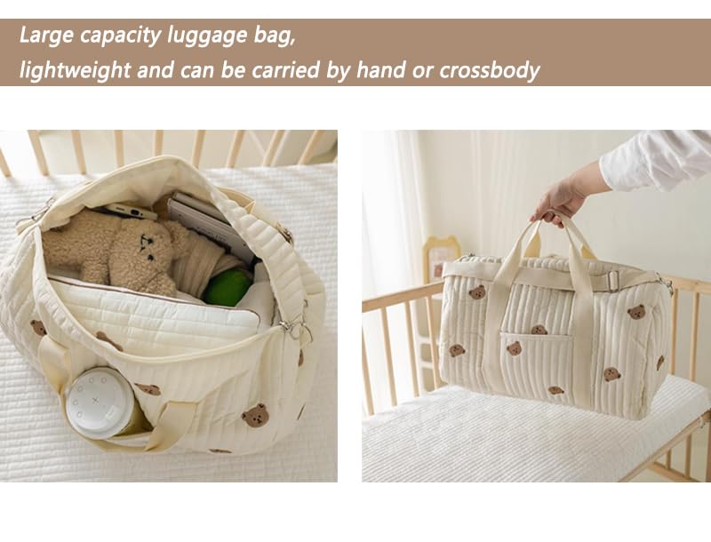 Generisch Embroidery Baby Changing Bag, elegante borsa da viaggio in cotone, grande capacità, borsa da viaggio, borsa per la mamma, borsa per la mamma, borsa portatile leggera, borsa per la mamma con