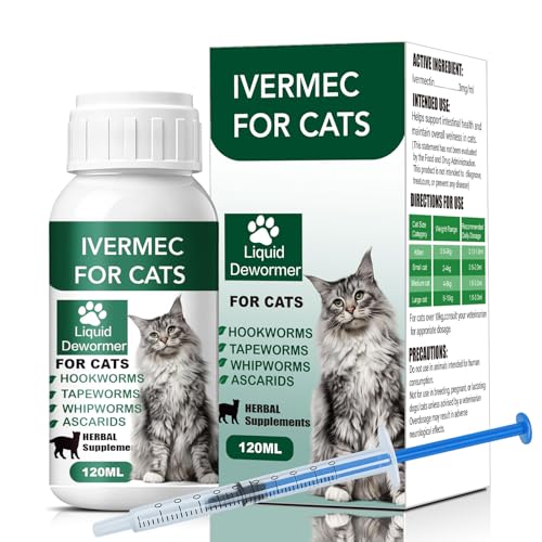 lvermect Dewormer Liquid for Dogs and Cats, Digestive Cleanser Treatment, Broad Spectrum for All Wormer, Hookworms, Lung Worms, Pin Worms, Round Worms