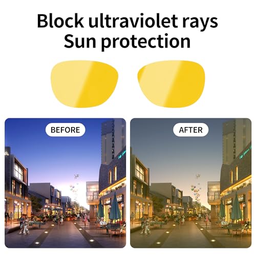 Image of HiBloks Replacement Lenses for Ray-Ban Meta Wayfarer (RW4008 Size L), UV Protection Sunglass Lens Set for Smart Glasses, Premium Lens Kit for Men & Women Driving, Cycling or Outdoor (Yellow)