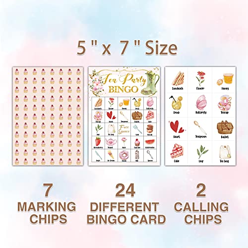 Doqpo Tea Party Bingo Games, Tea Party Bingo Cards, Garden High Tea Themed Party Games For Bridal Shower, Birthday Party, Outdoor Indoor Activity - 24 Players Bingo Games - B06 #TOP1