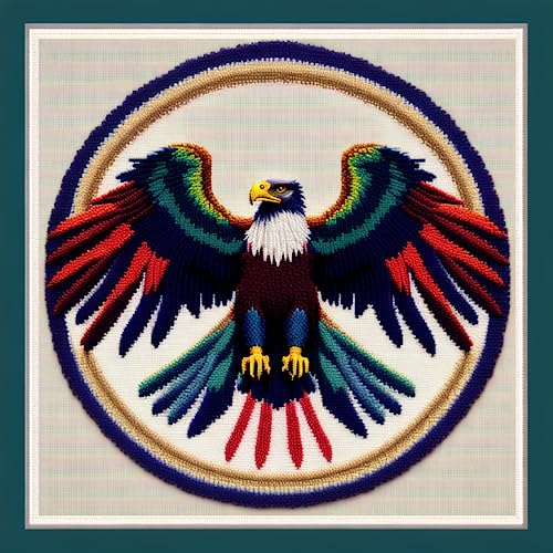 Image of Joyhoor Cross Stitch Kits for Beginners Stamped Cross-Stitch Supplies Needlework preprint Embroidery Kits for Adults DIY Needlepoint Kits Embroidery Patterns 11CT-Colorful Eagle 17.7x17.7 inch
