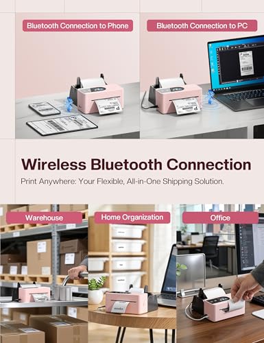 Image of Phomemo 4x6 Shipping Label Printer with Touch Screen, Bluetooth Thermal Printer for Small Business, Auto Label Detection, 150mm /s High Speed, Compatible with Amazon, USPS, UPS, iOS Android Windows Mac