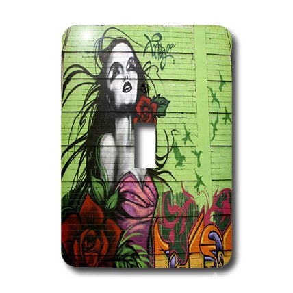 Graffiti Girl interrupteur simple déco murale moderne 3dRose