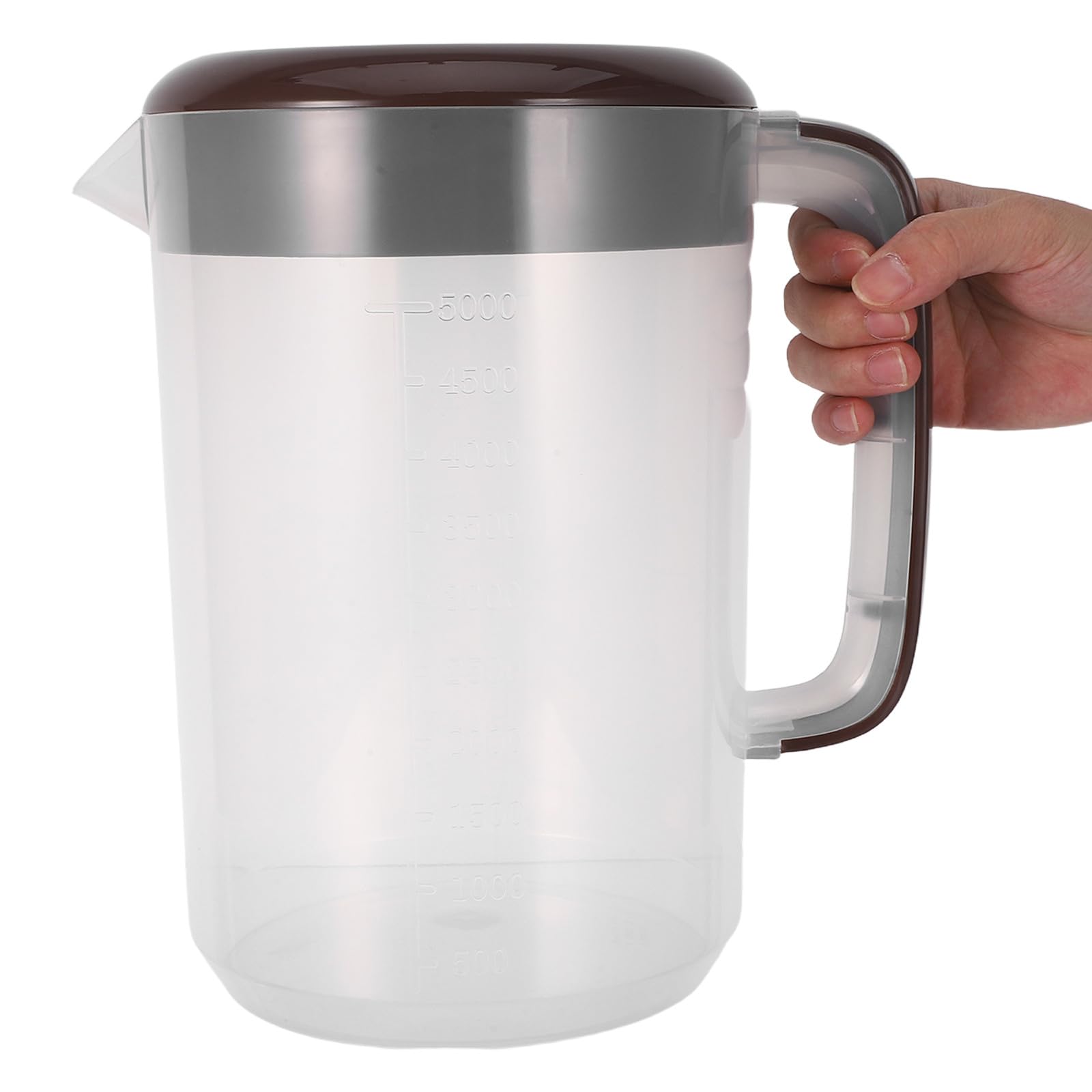 TOYANDONA Großer Wasserkrug Pp Kunststoff 5 Liter mit Deckel für Kühlschrank Hitzebeständig Transparenter Saftkrug mit Skala und Verstärkter Wand für Zuhause und Party