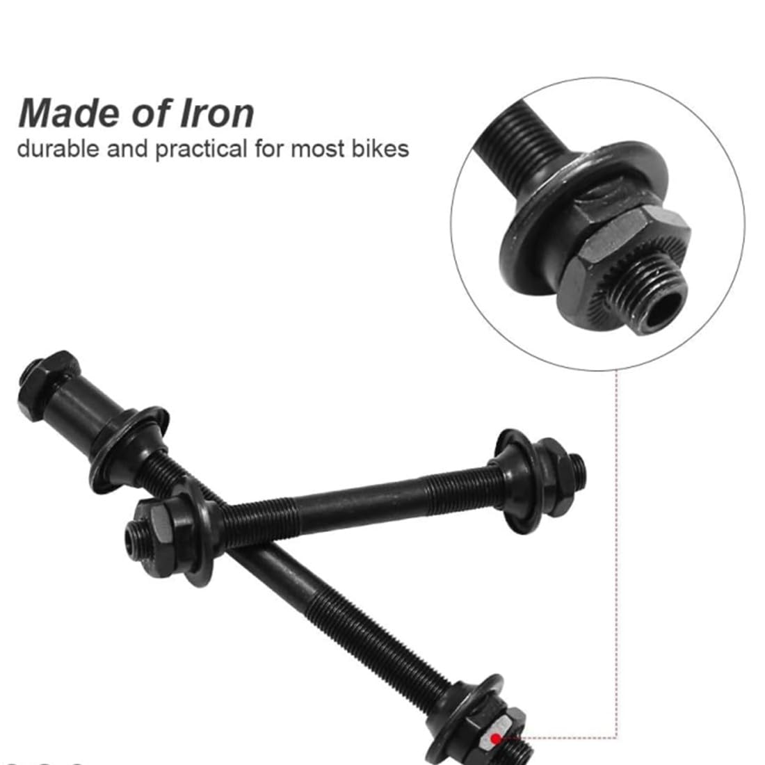 Sgancio Rapido Bici in Ferro, 1 Paia Set Anteriore e Posteriore Assale Albero Cavo per Strada, MTB, BMX, Nero