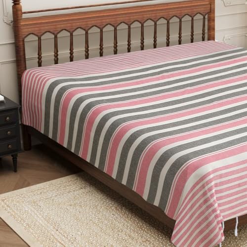Image of 210 TC Cotton Bedsheet | Handmade Double Bedsheet | Handloom Bedsheets | Without Pillow Cover | Double Bedsheet for Summer | Bed Sheet Size (90X100 Inches, 7.5 x 8.3 Feet (Blossom)