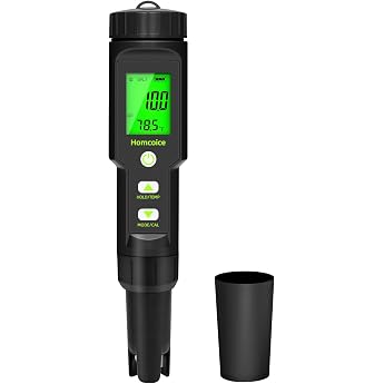 PH Meter 5 in 1 TDS EC SALT Temperature pH Value Meter IP67 Waterproof Pool pH Tester 0.01 High Precision Digital Water Tester Drinking Water with ATC Function