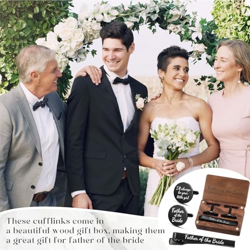 Image of Colingmill Father of the Bride Gift Dad of the Bridegroom Cufflinks Tie Clip Set with Engraved Wood Gift Box for Dad