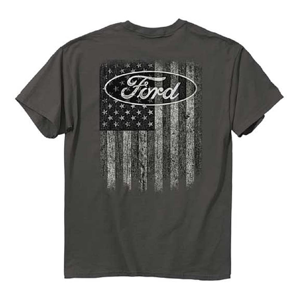 2676-3XL-Charcoal: Ford Grunge Flag, 3XL, Charcoal T-Shirt