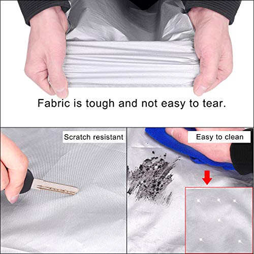FSGRICH Car Cover, Car Exterior, Waterproof, Anti-UV, Breathable, Dust-, Rain-, Scratch- and Snow-Resistant, Outdoor Use (Silver, 510 x 195 x 175 cm) - Image 4