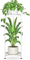 Vista 11 de iDavosic.ly Soporte de esquina de 2 niveles para plantas de interior, estante vertical alto de metal resistente para macetas al aire libre para Negro