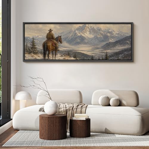 Image of MUDECOR Large Framed Canvas Print Wall Art Cowboy Vista for Living Room