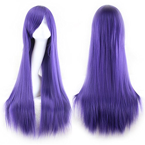 TopWigy 31.5" Costume Wig Long Staight Anime Hair Full Fiber Cosplay Wig+Wig Cap (Dark Purple)