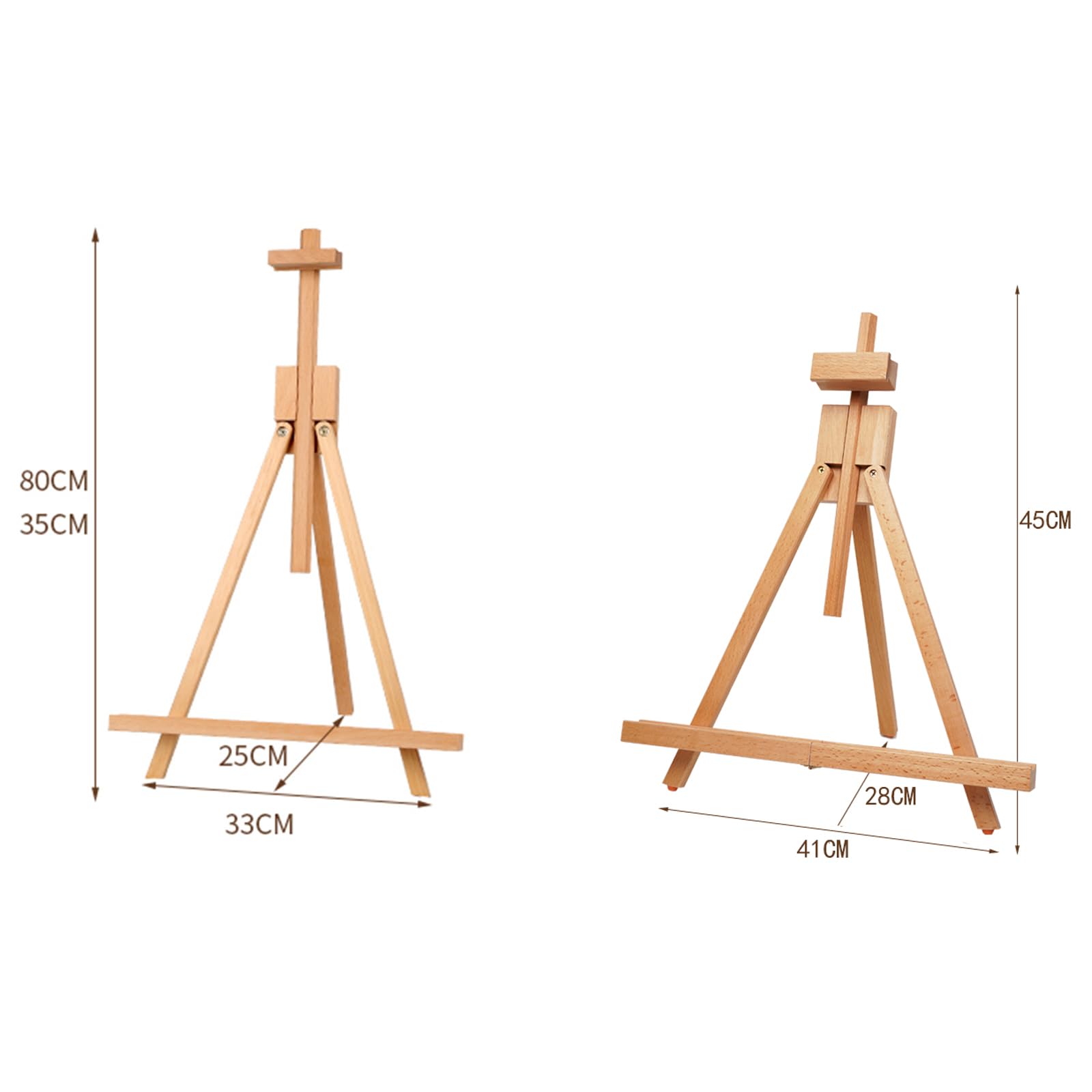 Caballete ajustable de madera con marco en A para letreros de boda, fotos y carteles, caballete de mesa pequeño para exhibición de arte portátil (tamaño: 33 x 26 x 35 80 cm, color: madera)